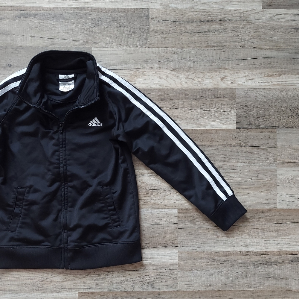 Kids Adidas Track Jacket Size 6 Black White